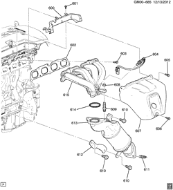 4-CYLINDER ENGINE Cadillac ATS 2013-2013 A ENGINE ASM-2.5L L4 PART 6 EXHAUST MANIFOLD & RELATED PARTS (LCV/2.5A)