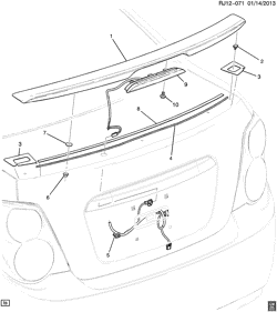 BODY MOLDINGS-SHEET METAL-REAR COMPARTMENT HARDWARE-ROOF HARDWARE Chevrolet Sonic Sedan (Canada and US) 2014-2016 JV,JW,JY69 SPOILER/REAR COMPARTMENT LID
