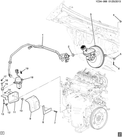 5-СКОРОСТНАЯ МЕХАНИЧЕСКАЯ КОРОБКА ПЕРЕДАЧ Chevrolet Spark 2014-2015 CV48 BRAKE BOOSTER & MASTER CYLINDER MOUNTING (AUTOMATIC M4M)