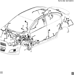 BODY WIRING-ROOF TRIM Chevrolet Sonic Sedan (Canada and US) 2014-2016 JU,JV,JW,JY69 WIRING HARNESS/BODY