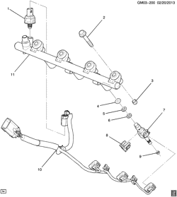 FUEL SYSTEM-EXHAUST-EMISSION SYSTEM Cadillac XTS 2014-2017 GD,GE,GV FUEL INJECTOR RAIL (LF3/3.6-8)