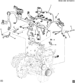 СТАРТЕР-ГЕНЕРАТОР-СИСТЕМА ЗАЖИГАНИЯ-ЭЛЕКТРООБОРУДОВАНИЕ-ЛАМПЫ Chevrolet Spark 2014-2015 CV48 WIRING HARNESS/ENGINE (LL0/1.2-9, AUTOMATIC M4M)