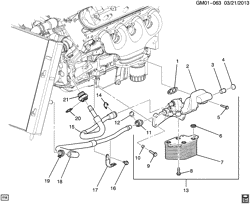 COOLING SYSTEM-GRILLE-OIL SYSTEM Chevrolet Corvette 2011-2013 Y87 ENGINE OIL COOLER & LINES (LS7/7.0E,LS9/6.2T)