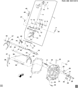TRANSMISSÃO AUTOMÁTICA Chevrolet Trax (Canada and Mexico) 2013-2017 JU76 5-SPEED MANUAL TRANSMISSION (M4P) SELECTOR SHAFT AND FORK