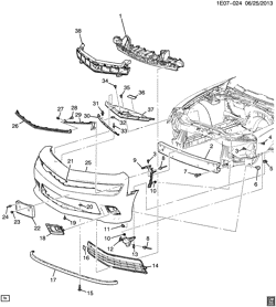 РАМЫ-ПРУЖИНЫ - АМОРТИЗАТОРЫ - БАМПЕРЫ Chevrolet Camaro Convertible 2014-2015 EF37-67 BUMPER/FRONT (TOW HOOK VJQ)