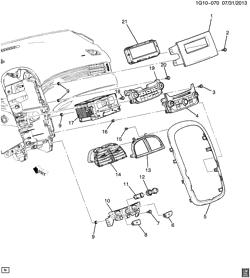PARE-BRISE - ESSUI-GLACE - RÉTROVISEURS - TABLEAU DE BOR - CONSOLE - PORTES Chevrolet Malibu Limited (Carryover Model) 2014-2016 GB TABLEAU DE BORD PART 4 CHEMINÉE CENTRALE