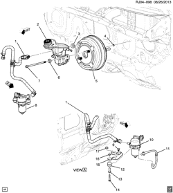 TRANSMISSÃO MANUAL 6 MARCHAS Chevrolet Trax (Canada and Mexico) 2013-2015 JU,JV,JW76 BRAKE BOOSTER & MASTER CYLINDER MOUNTING (AUTOMATIC MHB,MH8)