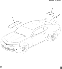 MOLDURAS DA CARROCERIA-PLACA DE METAL-PEÇAS DO COMPARTIMENTO TRASEIRO-PEÇAS DO TETO Chevrolet Camaro Coupe 2014-2014 EF37 STRIPES/BODY (SPRING PACKAGE B2E)