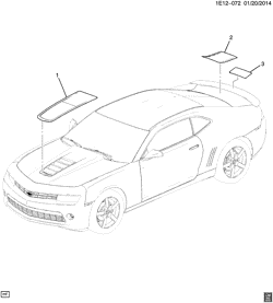 МОЛДИНГИ КУЗОВА-ЛИСТОВОЙ МЕТАЛ-ФУРНИТУРА ЗАДНЕГО ОТСЕКА-ФУРНИТУРА КРЫШИ Chevrolet Camaro Coupe 2014-2014 ES37 STRIPES/BODY (SPRING PACKAGE B2E)