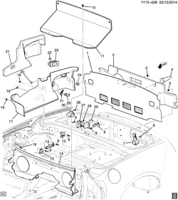 REAR SEAT TRIM-CARPET Chevrolet Corvette 2014-2014 YY67 TRIM/REAR COMPARTMENT (9 SPEAKER SYSTEM UQA)