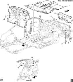 BODY MOLDINGS-SHEET METAL-REAR COMPARTMENT HARDWARE-ROOF HARDWARE Chevrolet Sonic Sedan (Canada and US) 2014-2016 JU,JV,JW,JY69 INSULATORS/BODY
