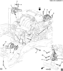 4-ЦИЛИНДРОВЫЙ ДВИГАТЕЛЬ Buick Regal 2014-2017 GP,GR,GS ENGINE & TRANSMISSION MOUNTING (LTG/2.0X, AUTOMATIC M7W, EXC ALL-WHEEL DRIVE F46)