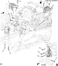 4-CYLINDER ENGINE Buick Regal 2014-2017 GP,GR,GS ENGINE & TRANSMISSION MOUNTING (LTG/2.0X, AUTOMATIC M7U, ALL-WHEEL DRIVE F46)
