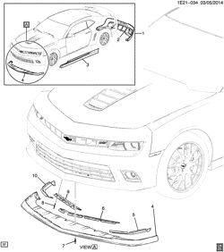 MARCOS-RESORTES-AMORTIGUADORES-DEFENSAS Chevrolet Camaro Coupe 2014-2015 ES37-67 DEFLECTOR/DEFENSA FRONTAL (INSTALADO POR CONCESIONARIO, COLOR DE CARROCERÍA 5W8)