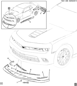 CHÂSSIS - RESSORTS - PARE-CHOCS - AMORTISSEURS Chevrolet Camaro Coupe 2014-2015 EE,EF37-67 AILERON)(PARECHOC AVANT (POSÉ PAR LE CONCESSIONNAIRE, COULEUR DE CARROSSERIE 5W8)