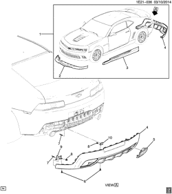 ACESSÓRIOS Chevrolet Camaro Coupe 2014-2014 EE,EF,ES GROUND EFFECTS PKG PART 3 REAR FASCIA EXTENSION-SERVICE PARTS
