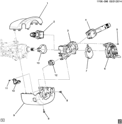 FRONT SUSPENSION-STEERING Chevrolet Corvette 2014-2017 YY07-67 STEERING COLUMN PART 2 SWITCHES & COVERS