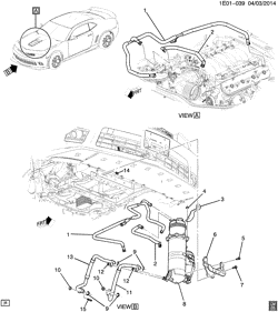 СИСТЕМА ОХЛАЖДЕНИЯ-РЕШЕТКА-МАСЛЯНАЯ СИСТЕМА Chevrolet Camaro Coupe 2014-2015 ES37 ENGINE OIL TANK LINES & MOUNTING (LS7/7.0E)