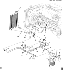 LUBRIFICAÇÃO - ARREFECIMENTO - GRADE DO RADIADOR Chevrolet Camaro Coupe 2014-2015 ES37 ENGINE OIL COOLER & LINES (LS7/7.0E)