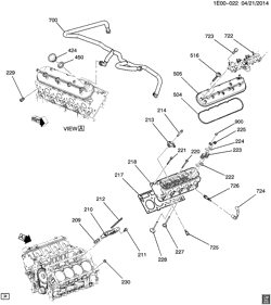 6-CYLINDER ENGINE Chevrolet Camaro Coupe 2014-2015 ES37 ENGINE ASM-7.0L V8 PART 2 CYLINDER HEAD & RELATED PARTS (LS7/7.0E)