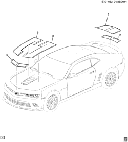 BODY MOLDINGS-SHEET METAL-REAR COMPARTMENT HARDWARE-ROOF HARDWARE Chevrolet Camaro Convertible 2014-2015 EE,EF,ES STRIPES/BODY (GRAY B7W, WHITE B7X)