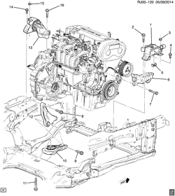 4-ЦИЛИНДРОВЫЙ ДВИГАТЕЛЬ Chevrolet Sonic Sedan (NON CANADA AND US) 2013-2017 JS,JT69 ENGINE & TRANSMISSION MOUNTING (LDE/1.6C, AUTOMATIC MH9)