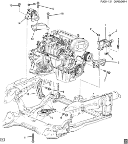 MOTEUR 4 CYLINDRES Chevrolet Sonic Sedan (NON CANADA AND US) 2013-2017 JR,JS69 ENGINE & TRANSMISSION MOUNTING (LDE/1.6C, MANUAL MXP)