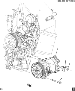 КРЕПЛЕНИЕ КУЗОВА-КОНДИЦИОНЕР-АУДИОСИСТЕМА Chevrolet Malibu 2014-2015 GB,GC,GD A/C COMPRESSOR MOUNTING (LTG/2.0X,LKW/2.5L)