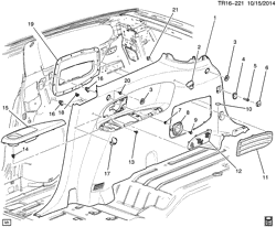 CAB AND BODY PARTS-WIPERS-MIRRORS-DOORS-TRIM-SEAT BELTS Chevrolet Traverse (AWD) 2008-2014 RV1 TRIM/INTERIOR-BODY SIDE REAR-RH QUARTER DETAIL (BUICK W49, PREMIUM AUDIO UQA,UQS)