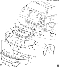 ESTRUTURAS-MOLAS-PARA-CHOQUES-AMORTECEDORES Chevrolet Traverse (AWD) 2011-2012 RV1 BUMPER/REAR (G.M.C. Z88)