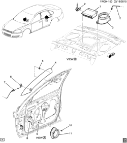 BODY MOUNTING-AIR CONDITIONING-AUDIO/ENTERTAINMENT Chevrolet Impala 2006-2009 W19 AUDIO SYSTEM/SPEAKERS & AMPLIFIER (SPEAKER UW6)