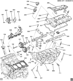 4-ЦИЛИНДРОВЫЙ ДВИГАТЕЛЬ Chevrolet Impala 2012-2012 W ENGINE ASM-3.6L V6 PART 2 CYLINDER HEAD & RELATED PARTS (LFX/3.6-3, EMISSION NU6)