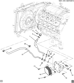 COOLING SYSTEM-GRILLE-OIL SYSTEM Chevrolet Camaro Coupe 2013-2015 ES37-67 ENGINE OIL COOLER & LINES (LSA/6.2P)