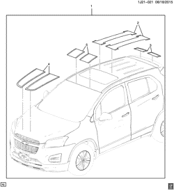 ДОПОЛНИТЕЛЬНОЕ ОБОРУДОВАНИЕ Chevrolet Trax (Canada and Mexico) 2013-2013 JV,JW76 DECAL PKG (SUNROOF CF5)