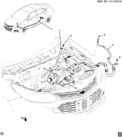 DÉMARREUR - ALTERNATEUR - ALLUMAGE - ÉLECTRIQUE - LAMPES Chevrolet Cruze (New Model) 2016-2017 BG,BH,BJ69 BATTERY MOUNTING & CABLES-FRONT (ENGINE CONTROL SYSTEM KL9)