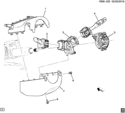 FRONT SUSPENSION-STEERING Chevrolet Cruze (New Model) (US and Canada) 2016-2017 BS,BT69 STEERING COLUMN SWITCHES & COVERS (KEYLESS START BTM)