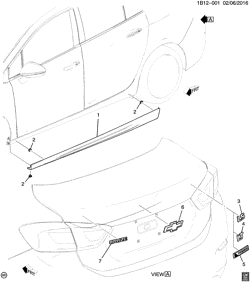 BODY MOLDINGS-SHEET METAL-REAR COMPARTMENT HARDWARE-ROOF HARDWARE Chevrolet Cruze (New Model) (US and Canada) 2016-2017 BR,BS,BT69 MOLDINGS/BODY-LOWER