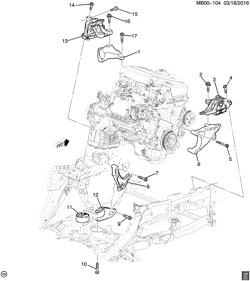 4-CYLINDER ENGINE Chevrolet Cruze (New Model) 2016-2017 BG69 ENGINE & TRANSMISSION MOUNTING (L3G/1.5D, MANUAL M4P)