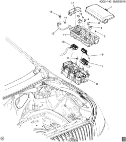 LÂMPADAS-ELÉTRICAS-IGNIÇÃO-GERADOR-MOTOR DE ARRANQUE Chevrolet Malibu Limited (Carryover Model) 2013-2016 GB,GC,GD RELAYS/ENGINE COMPARTMENT