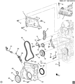 4-ЦИЛИНДРОВЫЙ ДВИГАТЕЛЬ Chevrolet Cruze (US and Canada) 2017-2017 BT69 ENGINE ASM - DIESEL PART 3 TIMING CHAIN & RELATED PARTS (LH7/1.6E)