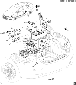 LÂMPADAS-ELÉTRICAS-IGNIÇÃO-GERADOR-MOTOR DE ARRANQUE Chevrolet Cruze (New Model) (US and Canada) 2016-2017 BR,BT69 BATTERY MOUNTING & CABLES-REAR (EXC ENGINE CONTROL SYSTEM KL9)