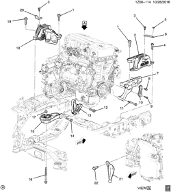 MOTEUR 4 CYLINDRES Chevrolet Malibu (New Model) 2016-2016 ZB,ZC,ZD,ZF69 ENGINE & TRANSMISSION MOUNTING (LFV/1.5T, AUTOMATIC MNH)