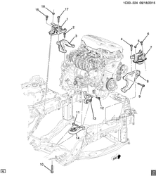MOTEUR 3 CYLINDRES Chevrolet Spark (New Model) 2016-2017 DU,DV,DW48 ENGINE & TRANSMISSION MOUNTING (LV7/1.4A, MANUAL MR7)