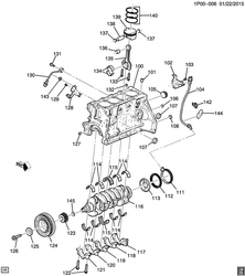 4-CYLINDER ENGINE Chevrolet Cruze Notchback - LAAM 2012-2016 PT,PU69 ENGINE ASM-1.8L L4 PART 1 CYLINDER BLOCK & INTERNAL PARTS (LUW/1.8M)