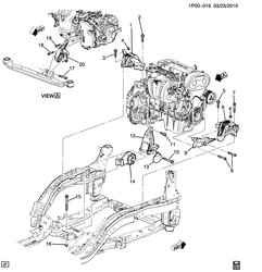 4-ЦИЛИНДРОВЫЙ ДВИГАТЕЛЬ Chevrolet Cruze Notchback - Europe 2014-2017 PP,PQ,PR69 ENGINE & TRANSMISSION MOUNTING (LUJ/1.4-8, AUTOMATIC MH8)