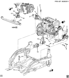 MOTEUR 4 CYLINDRES Chevrolet Cruze Notchback - LAAM 2012-2012 PT,PU69 MONTAGE DU MOTEUR ET DE LA BOÎTE DE VITESSES (LUW/1,8M, BOÎTE AUTOMATIQUE MH8)