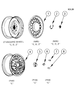 BRAKES-REAR AXLE-PROP SHAFT-WHEELS Cadillac Commercial Chassis 1979-1979 C,D,Z WHEEL COVERS & STYLED WHEELS