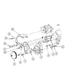 FRONT SUSPENSION STEERING Cadillac Fleetwood Brougham 1981-1981 C,E,K 4.1 LITER V6 POWER STEERING PUMP MOUNTING