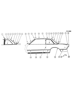 BODY MOLDINGS-SHEET METAL Chevrolet Monte Carlo 1981-1981 AT,AW27 SIDE MOLDINGS