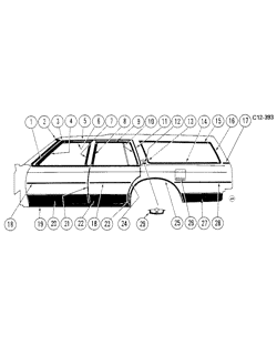 МОЛДИНГИ КУЗОВА-ЛИСТОВОЙ МЕТАЛ Chevrolet Caprice 1981-1981 BN,BL35 SIDE MOLDINGS (B84)